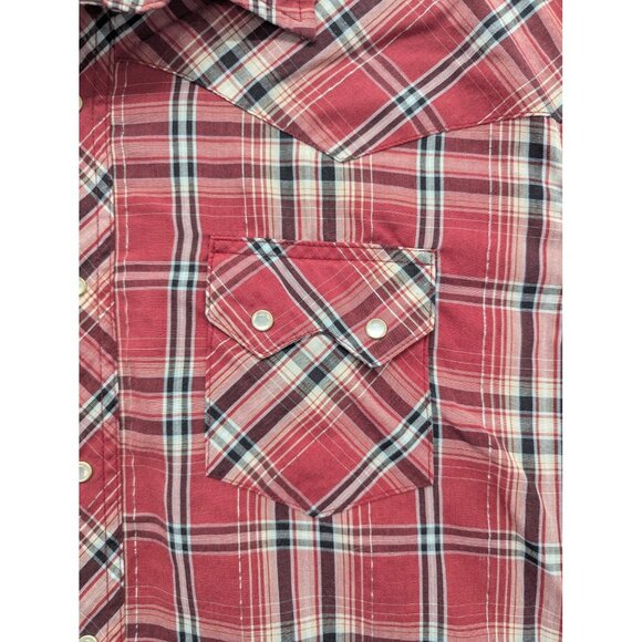 Wrangler Shirt Mens XXL Red Plaid Western Pearl Snap Short Sleeve Cowboy Rodeo - Picture 3 of 9